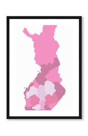 Finland dotted map. Digital style map of the country on white background. Finland shape with square dots. Colored dots style. Small size squares. Creative vector illustration.