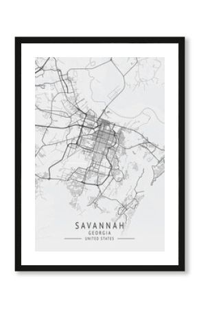 Savannah - Georgia - US Gray Map Art
