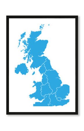 map of uk United Kingdom blue vector design