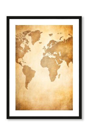 A vintage style world map displayed with aged parchment tones, offering a nostalgic, historical view of the globe.