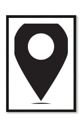 Location and map Pin icon. Map pointer pin sign black destination icon, isolated on transparent background. Solid location navigation. Address symbol vector illustration.