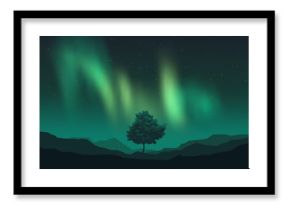 Aurora Borealis Over A Tree