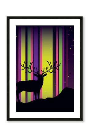 Deer and aurora