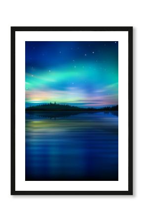 abstract background with forest lake and sunrise