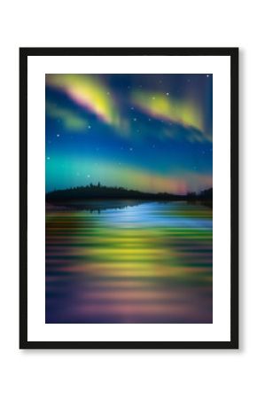 abstract background with forest lake and sunrise