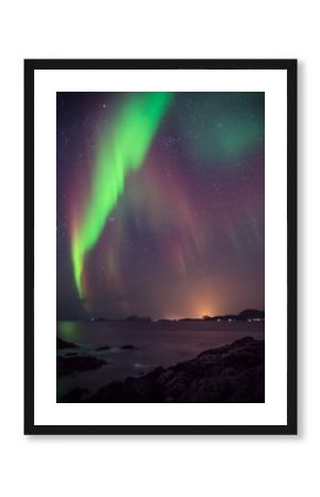 Norther lights in Norway, green Aurora borealis