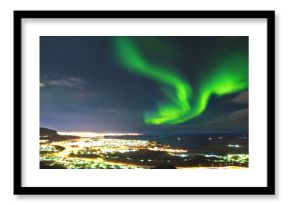 Northern lights above Reykjavik Iceland