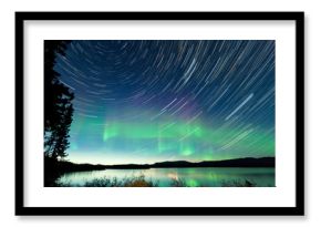 Startrails Northern Lights display Lake Laberge