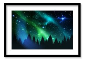 Aurora shimmering over forest at night