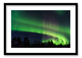 green and pink aurora borealis on a starry sky