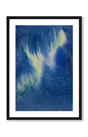 Aurora Borealis watercolor painting  