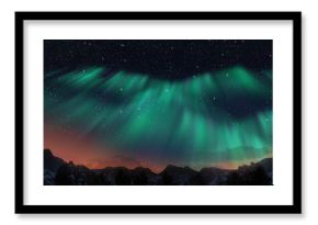 Colorful Northern Lights over starry night sky