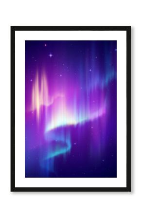 Aurora Borealis abstract background, northern lights in polar night sky illustration, natural phenomenon, cosmic miracle, wonder, neon glowing lines, ultraviolet spectrum