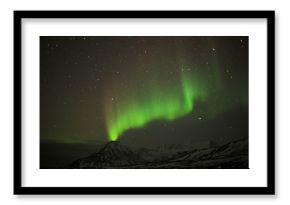 Northern lights, volcano, Spitsbergen