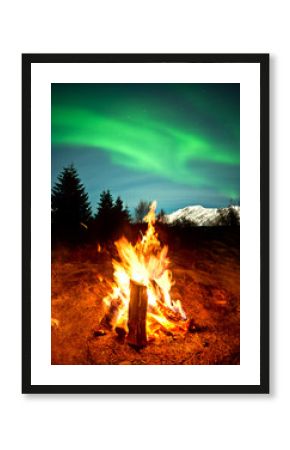 Camp Fire Watching Northern Lights