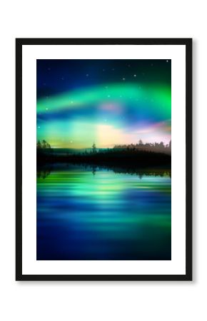abstract background with forest lake and sunrise