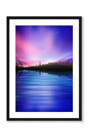 abstract background with forest lake and sunrise