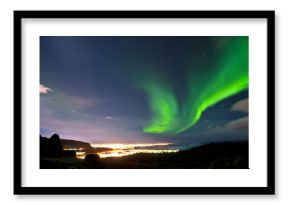 Northern lights above Reykjavik Iceland