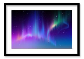 Zorza Borealis w gwiaździstym polarnym niebie, ilustracja