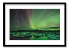 Northern lights over the ice lagoon, Iceland