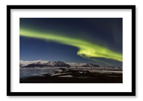 Aurora Boreale alla laguna di Jokulsarlon, Islanda