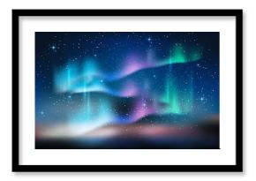 Aurora blue sky and a lot of star in form of milky way, astronomy background, Vector illustration
