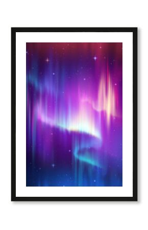 Aurora Borealis abstract background, northern lights in polar night sky illustration, natural phenomenon, cosmic miracle, wonder, neon glowing lines, ultraviolet spectrum