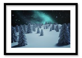 Trees on snow covered field aurora borealis