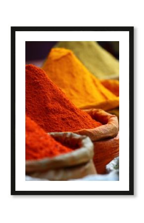 Traditional spices market in India.