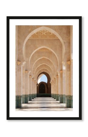 Morocco. Arcade of Hassan II Mosque in Casablanca