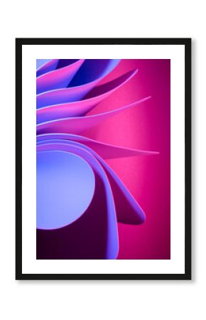 Abstract flowing elements with neon led illumination, Cyber, futuristic background.