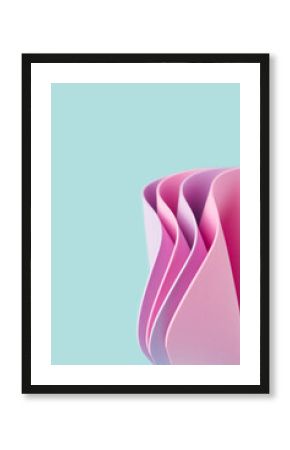 Summer vibe colorful abstract elements with pink and pastel blue hues. Wavy elegant backdrop