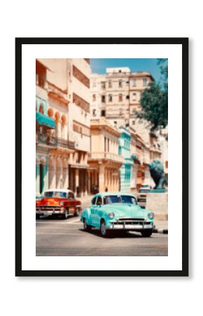Old classic cars  in downtown Havana