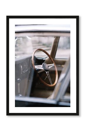 Interior of a classic car, old vintage vehicle