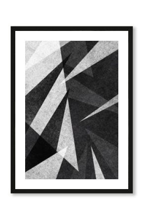 black and white abstract background with texture and layered triangle shapes in modern art geometric design