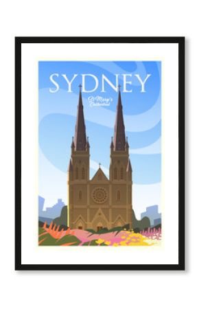 Time to travel. Around the world. Quality vector poster. St. Mary’s Cathedral.