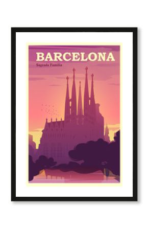 Time to travel. Around the world. Quality vector poster. Spain, Catalonia.