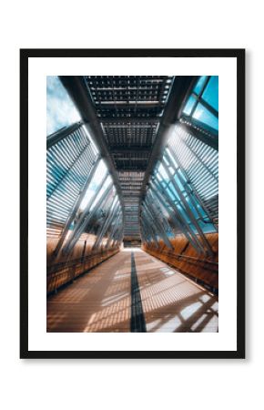 Vertical shot of modern architecture bridge under sunlight