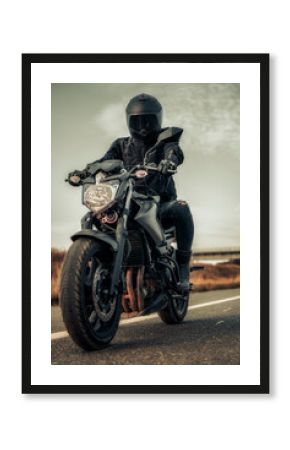 biker on the motorcycle