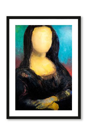 Oil painting of Mona Lisa with no face, a mysterious portrait of Mona Lisa 