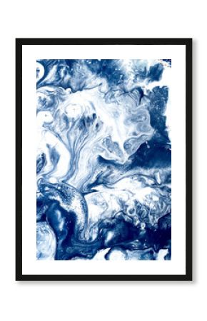 Blue creative abstract hand painted background, marble texture, abstract ocean