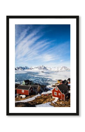 A beautiful lanscape view over Kulusuk and eastern Greenland. 