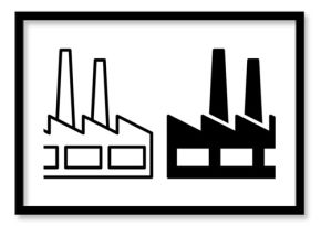ofvs30 OutlineFilledVectorSign ofvs - factory building vector icon . isolated transparent . industry sign . black outline and filled version . AI 10 / EPS 10 . g11305