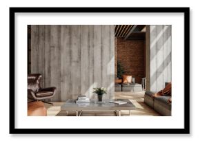 Living room loft in industrial style ,3d render