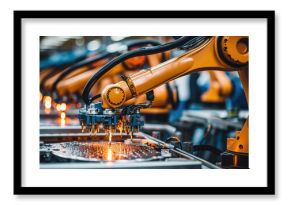Robotic assembly line in an automotive factory