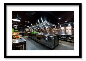 Empty restaurant kitchen with professional equipment