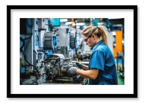 Skilled individuals operating various machines in a manufacturing or industrial