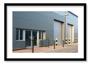 Detail of new industrial unit/warehouse with steel cladding