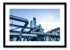 Industrial view at oil refinery plant form industry zone with cloudy sky 