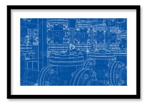 Sketch of industrial equipment. Vector